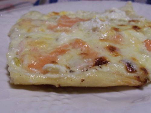 pizza blanche au saumon fumé
